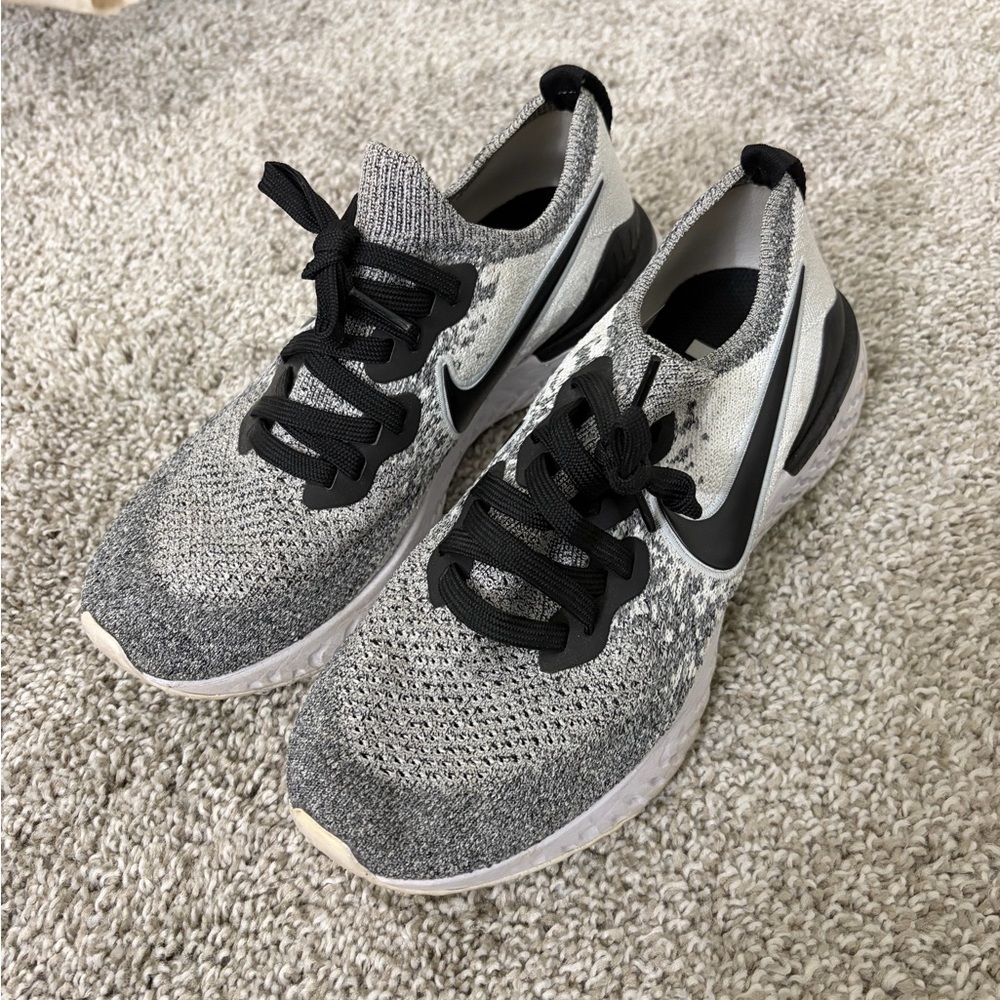 Nike Black and White Knit Running Shoes